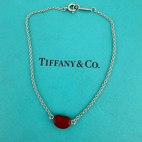 RARE Tiffany & Co. Red Jasper Bean Bracelet by Elsa Peretti in Sterling Silver - Picture 6 of 6